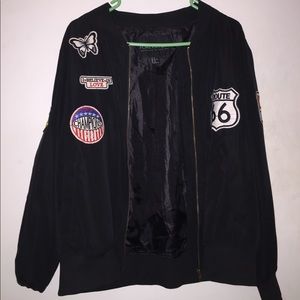 Plus size patched bomber jacket
